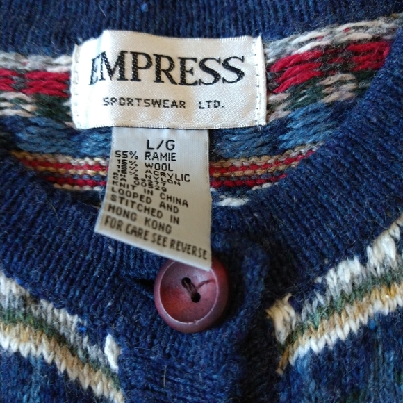 vintage 80's 90's BUTTON FRONT CARDIGAN sweater L - Picture 9 of 9